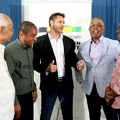 Press confrence l-r Noel daCosta (JDC), Delroy Williams (JLP), Brian Schmidt (JDC), Michael McMorr